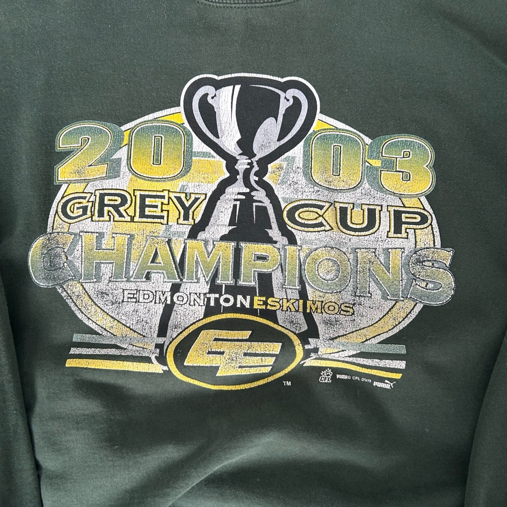 Vintage 2003 CFL Grey Cup Champions Graphic Crewneck Sweatshirt Edmonton Eskimos - Picture 2 of 5